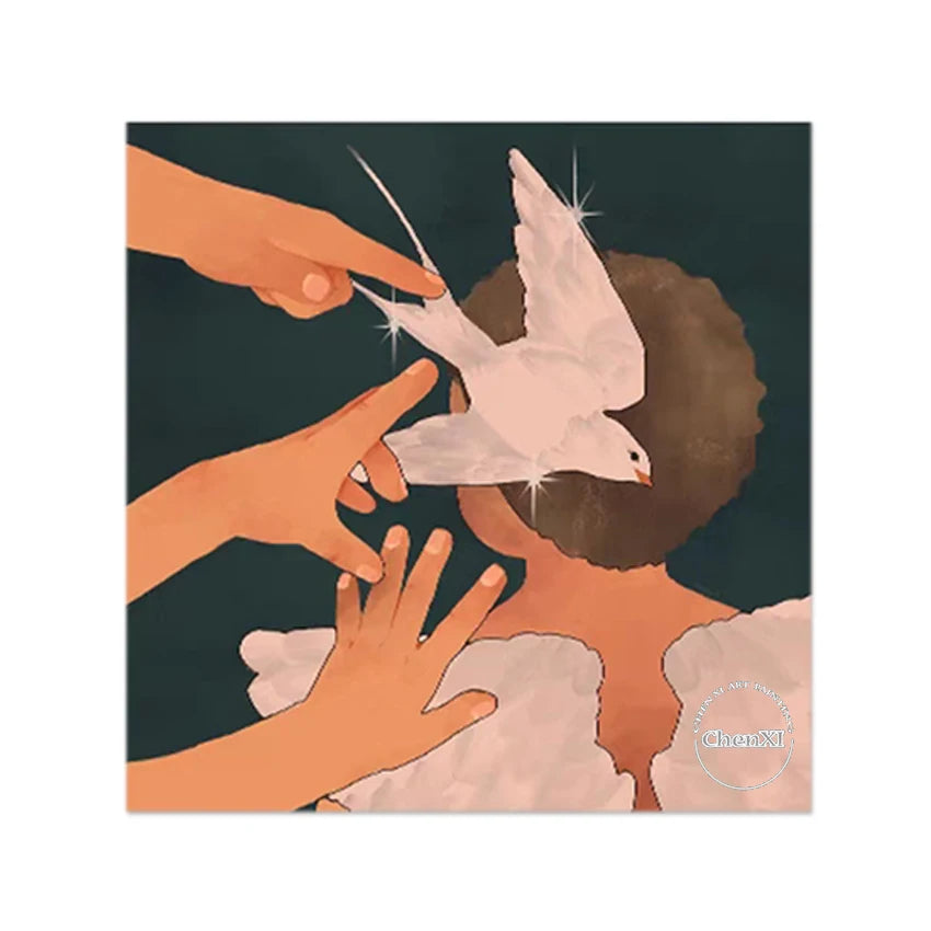 3D Figure Handmade Abstract Canvas Art Picture Bird Painting Frameless Modern Home Decor Artwork Living Room Oil Paintings